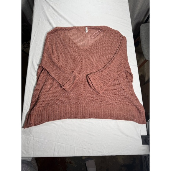 Wishlist Sweaters - Wishlist Size M/ Terracotta Red Cropped Loose Knit Sweater V-neck Short Sleeve
